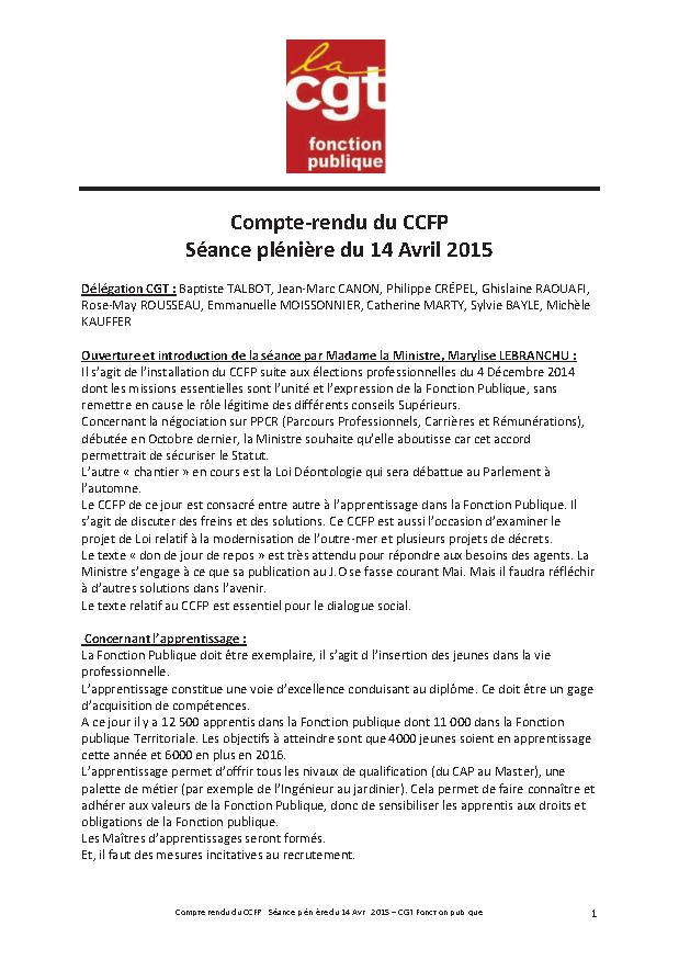 CCFP DU 14 AVRIL 2015
